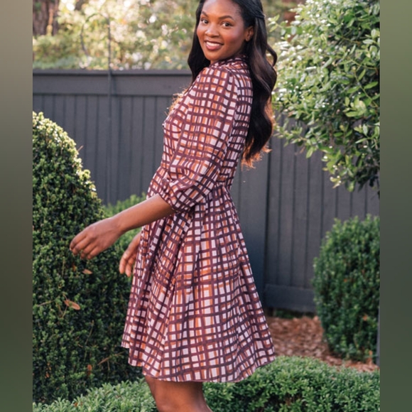 ⚡️⚡️FLASH SALE!!!GAL MEETS GLAM Lindsey Painted Windowpane Tie Neck - Picture 2 of 16